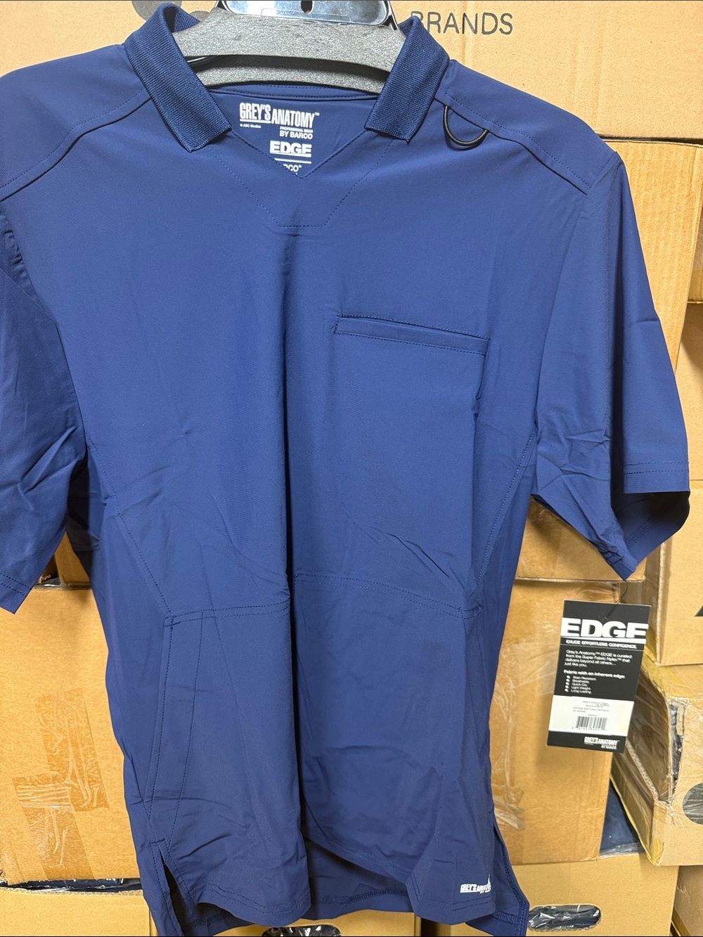 Grey's Anatomy Edge Men's Navy Polo Scrub Top xs nwt